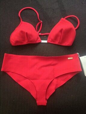 NWT Authentic Salvatore Ferragamo Red Bikini Set - Two Piece Swimwear L $890